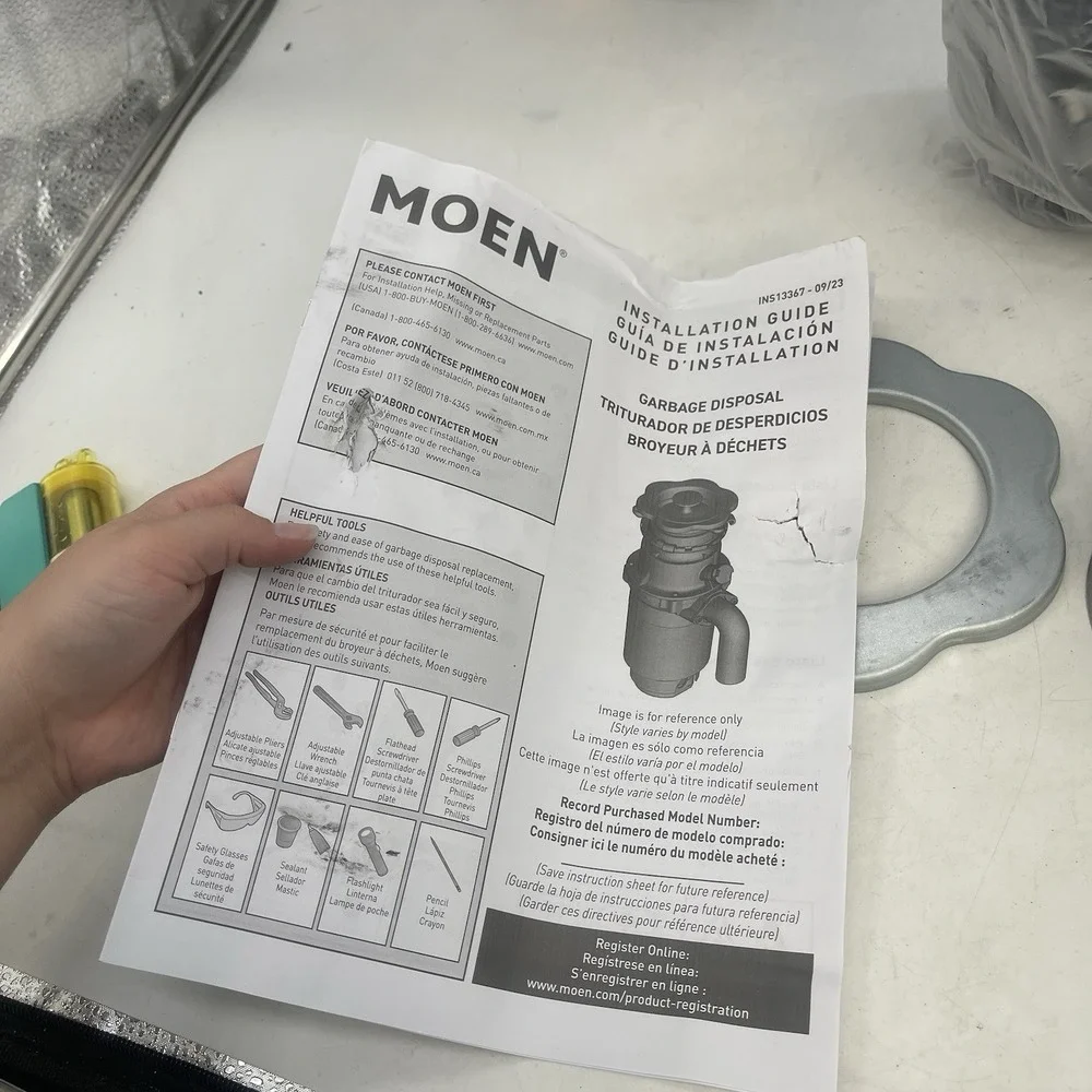 Moen Lite Series GXP33C PRO 1/3 HP Continuous Feed Garbage Disposal Read